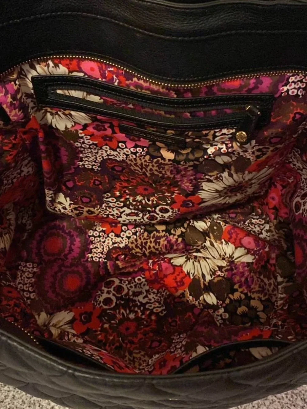 Vera Bradley Black Quilted Tote with Leather Handles